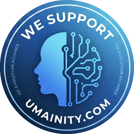 Badge We Support umAInity — version bleue
